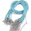 GIVBRO 20 Pezzi Cordoncino Cerato per Collana con Chiusura - Cordoncino per Collana e Braccialetto per Creazione Gioielli Fai da Te Artigianale Azzurro Chiaro