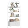 HOMCOM Scaffale portaoggetti, libreria ad arco a 4 livelli con armadio a due ante, guide regolabili, struttura in acciaio, per ufficio, soggiorno, camera da letto, 80 x 30 x 187 cm, bianco