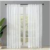 GIVBRO Tende Trasparenti in Voile Semitrasparenti con Ricamo di Foglie Trattamenti per Finestre Stile Tasca per Asta Pannello Tenda per Porta Bianco, 100 * 250cm