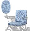 Poceacles Coprisedile per sedia a rotelle elettrica, per anziani e disabili, con bordo elastico antiscivolo e fibbia regolabile, lavabile in lavatrice, motivo floreale con mandala blu