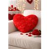 VKZ Cuscino a Cuore in Peluche per San Valentino - Morbido Cuscino Decorativo Rosso/Rosa, Regalo Romantico per Coppie, Fidanzata, Moglie, Camera da Letto e Divano 28cm-Rosso