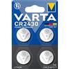 VARTA Pile a Bottone CR2430, confezione da 4, Power on Demand, Lithium, 3V, confezione sigillata di sicurezza, per dispositivi Smart Home, chiavi dell'auto e altre applicazioni