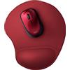 Trust BigFoot Tappetino per Mouse, Ergonomico, con Poggiapolsi in Gel, Fondo Antiscivolo, Superficie in Microfibra, Rosso