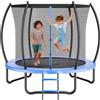 VEVOR trampolino da esterno a terra 244 x 244 cm con rete di sicurezza e imbottitura spessa, ASTM, trampolino ad alte prestazioni, max. 120 kg di portata del trampolino da giardino per bambini