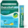 DulcoSoft GO Lassativo Delicato con Macrogol 4000, 20 Stick, Soluzione Orale per Stitichezza e Intestino Pigro, Favorisce Regolarità Intestinale, Senza Zucchero, Glutine e Lattosio, Gusto Limone