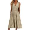 Kobilee Abito Sexy Donna Estivo Casual Curvy Vestito Elegante Fiori Mare Scollo V Vestiti Estivi Taglie Forti Senza Manica Abiti Eleganti Spiaggia Abito Maxi Lungo