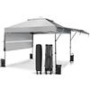 HOMASIS Gazebo Esterno Resistente con Tetto Doppio e Parasole Esterno, Gazebo 3x3m Pop Up con Altezza Regolabile, con 4 Sacchi di Sabbia e Borsa da Trasporto, Gazebo Pieghevole da Giardino (Bianco)