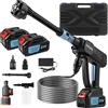 Svkiyang Idropulitrice a Batteria 21V, Idropulitrice Portatile con 2 batterie 4000mAh e Tubo da 5M, Pistola Idropulitrice a Spruzzo ad Alta Pressione è Adatta per la Pulizia di Auto, Balconi e Altro Ancora