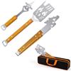 Landrip Accessori per barbecue, set di 3 utensili multifunzione per barbecue, con spatola, pinze, forchetta per grigliare picnic e campeggio, regali per barbecue per uomini