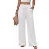 Fashora Pantaloni Donna Estivi Pantaloni Larghi Leggeri Pantaloni Elastico in Vita Pantaloni Gamba Dritta Pantaloni Casual Comodo Palazzo con Tasche (Kaki Chiaro, L)