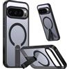 Rojeuinn per cover protettiva Google Pixel 10/10 Pro,custodia protettiva in PC di alta qualità con supporto e funzione di aspirazione magneticatocco confortevole,anti-caduta,antiurto -Nero