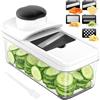 Vihoom Mandolina per Verdure, Affetta Taglia Verdure Manuale, Mandolina Affettatrice Professionale, con 5 Lame Intercambiabili per Cipolla Cetriolo Zucchine Carote (Nero)
