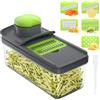 Vihoom Mandolina per Verdure, Affetta Taglia Verdure Manuale, Mandolina Affettatrice Professionale con 5 Lame Intercambiabili per Cipolla Cetriolo Zucchine Carote（Verde）