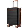 KONO Valigia Cabina 55x40x20cm, Valigia Leggera in Composito ABS+PC, Equipaggio Mano con 4 Ruote, Nero