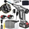 Purova Idropulitrice a Batteria 100 Bar, Idropulitrice Senza Fili con Batteria da 6,0 Ah, Ugello 6 in 1, 3 Velocità Livelli di Pressione 60/80/100 Bar, Idropulitrice Portatile con Display LCD (Argento)