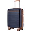 Kono Valigia Cabina 55x40x20cm, Valigia Leggera in Composito ABS+PC, Equipaggio Mano con 4 Ruote, Blu