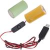 TERNCOEW USB A 1.5V-6V1A LR20 D Eliminatori Della Batteria Con Interruttori Cavo di Alimentazione Della Batteria Per Giocattolo/Lampade Da Tavolo/Torcia Elettrica