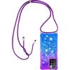 Paekear Custodia per Cellulare con Corda per Xiaomi Redmi 10 Case, Liquido Sabbie Mobili Bumper TPU Cover con Collana Practical Stylish/Necklace Cordoncino Cordino Tracolla, Viola & Blu