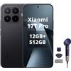 XIAOMI Smartphone 17T Pro, 12 GB + 512 GB, con Android, display da 6,83 pollici, 144 Hz, batteria al carbonio di silicio da 7000 mAh, fotocamera Leica 5X, nero, asciugacapelli incluso (blu, 2 ugelli)