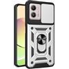 LeviDo-EU LeviDo Cover Compatibile per Motorola Moto G13/G23/G53 Silicone Fotocamera Scorrevole Anello Cover Supporto Magnetico per Auto Antiurto Bumper Custodia Resistente Protettiva Case, Argento