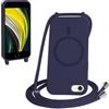 FMPCUON FNPCUON Cover Magnetica Silicone per iPhone 6/7/8/SE 2020/SE 2022 con Cordino,Compatibile con MagSafe,Custodia con Laccio Collana Tracolla Collo Sottile TPU Antiurto Protettiva Case con Corda.Blu