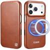 ICARER Custodia per iPhone 17 Pro Max, Cassa in Pelle Genuina con Slot per Schede, Copertura del Portafoglio a Flip Magnetico Compatibile con Mag-Safe Carica Wireless per iPhone 17 Pro Max 6,9-Marrone
