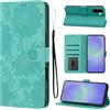 LSPCASA Custodia a portafoglio per Samsung Galaxy A17, in pelle PU, con scomparti per carte, funzione leggio, crisantemo, verde