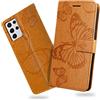 DENDICO Cover per Galaxy S21 Ultra, Portafoglio Custodia in PU Pelle per Samsung Galaxy S21 Ultra, Antiurto Cover a Libro con Slot per Carte, Giallo