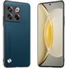 Longstong Custodia Adatta per OnePlus 10T (6.7), Cover in pelle metallica serie CODE - Zaffiro