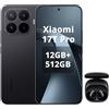 XIAOMI Smartphone 17T Pro, 12 GB + 512 GB, con Android, display da 6,83 pollici, 144 Hz, batteria al carbonio di silicio da 7000 mAh, fotocamera Leica 5X, cuffie incluse (nero)