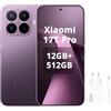 XIAOMI Smartphone 17T Pro, 12 GB + 512 GB, con Android, display da 6,83 pollici, 144 Hz, batteria al carbonio di silicio da 7000 mAh, fotocamera Leica 5X, viola scuro, caricatore da 90 W incluso