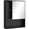 kleankin Armadietto Bagno con Specchio, Ripiani e Scaffale Regolabile, Montaggio a Parete, 60x15x76cm, Nero