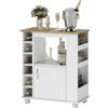 HOMCOM Carrello cucina moderno con diversi spazi e Armadietto, 3 ripiani laterali 4 Ripiani Regolabili, Ruote Girevoli e Freno, Bianco | Aosom Italy
