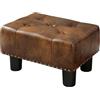 LUE BONA Pouf Poggiapiedi - Poggiapiedi Divano per Soggiorno, Camera da Letto e Dormitorio - Sgabello Basso, Moderno, Pelle, Marrone