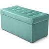 MG Design Pouf contenitore imbottito 45 × 90 cm Blu - capacità ca. 100 L, fino a 300 kg, seduta morbida, struttura solida, già montato e facile da pulire