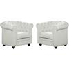 Vente-unique - Poltrone CHESTERFIELD in similpelle Bianche - Lotto di 2