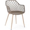 Decor Space Sedia Optik con gambe in acciaio verniciate effetto legno naturale, per arredo interno 58 x 54 x h 85,5 cm Confezione da 4 Tortora