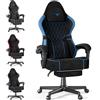 Soontrans Sedia da Gaming con Poggiapiedi, Sedia Gaming Ergonomica con Poggiatesta & Cuscino Lombare Massaggio, Pelle Scamosciata, per Youtube Livestreaming Playstation (Nero&Blu)