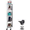 Generic Scaffale da cucina extra alto a 5 ripiani in acciaio inox con ruote, carrello sottile per piccoli spazi, scaffale stretto con dimensioni 21 x 60 x 147 cm