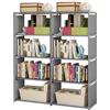 OEBUAFI Scaffale Portaoggetti a 5 Ripiani, Libreria in Metallo Regolabile con Rivestimento Impermeabile per Ufficio Camera da Letto Scaffale in Tubo D'Acciaio a Singola o Doppia (Doppia a 5 livelli)