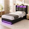 BLSYHDH Letto imbottito 90x200cm, letto con contenitore idraulico con illuminazione LED, letto singolo/letto per bambini/letto per ragazzi con contenitore, letto funzionale con porta di ricarica USB, letto