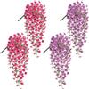 Zuuyye Piante Sospese Artificiali 4 Pezzi Plastica Viola Magenta Piante Finte Fiori Sospesi Realistici Edera Finta Resistente alle Intemperie per Balcone Terrazza