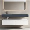 doporro Mobile Bagno Sospeso Bianco 150 cm con Lavabo Integrato Antracite - Design Moderno Bicolore con Mensola e Ampi Cassetti