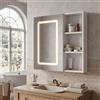 RXMORI Armadietto a Specchio Bagno con LED 60.2x15.2x60.2, Tricolore Regolabile Funzione Anti-appannamento, Ripiani regolabili (Bianco, 1 porta, 60,2 x 15,2 x 60,2 cm)