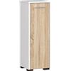 AKORD | Mobile Alto da Bagno FIN S30 a 1 anta | Armadio a muro | Armadietto chiuso in piedi | Porta con Montaggio a Destra/Sinistra | 30 x 82 x 30 cm | Peso 15 kg | Bianco/rovere di Sonoma