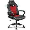 BASETBL Sedia Ufficio Sedia da Gaming Poltrona Girevole da Ufficio, Poltrona Direzionale Oscillant Supporto Lombare Schienale Alto, Sedie Scrivania Computer in Similpelle, Portata 150 kg (Rosso)