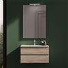 Parama Mobile Da Bagno Sospeso Mod. Yili Con Lavabo In Ceramica Profondità 46cm Specchio Filolucido Incluso (70cm, Rovere chiaro)