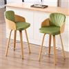 DAYALANE Set di 2 Sgabelli da Bar Girevoli Sgabelli da Cucina in Velluto Sedie Alte Moderne con Gambe in Legno Sgabelli con Braccioli e Poggiapiedi per Cucina/Penisola/Bar, Verde
