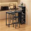 Xbro Angolo Bar per Casa con 2 Sgabelli, Tavolo da Bar Industriale con Porta Calici e 6 Portabottiglie, Mobile Bar con Ripiani Laterali, Banco Bar Salvaspazio in MDF e Metallo, 120x40x120 cm