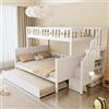 Tobidoen Letto a soppalco in legno massiccio, 90 x 200/140 x 200 cm, con letto estraibile e scala, per 2/3 bambini